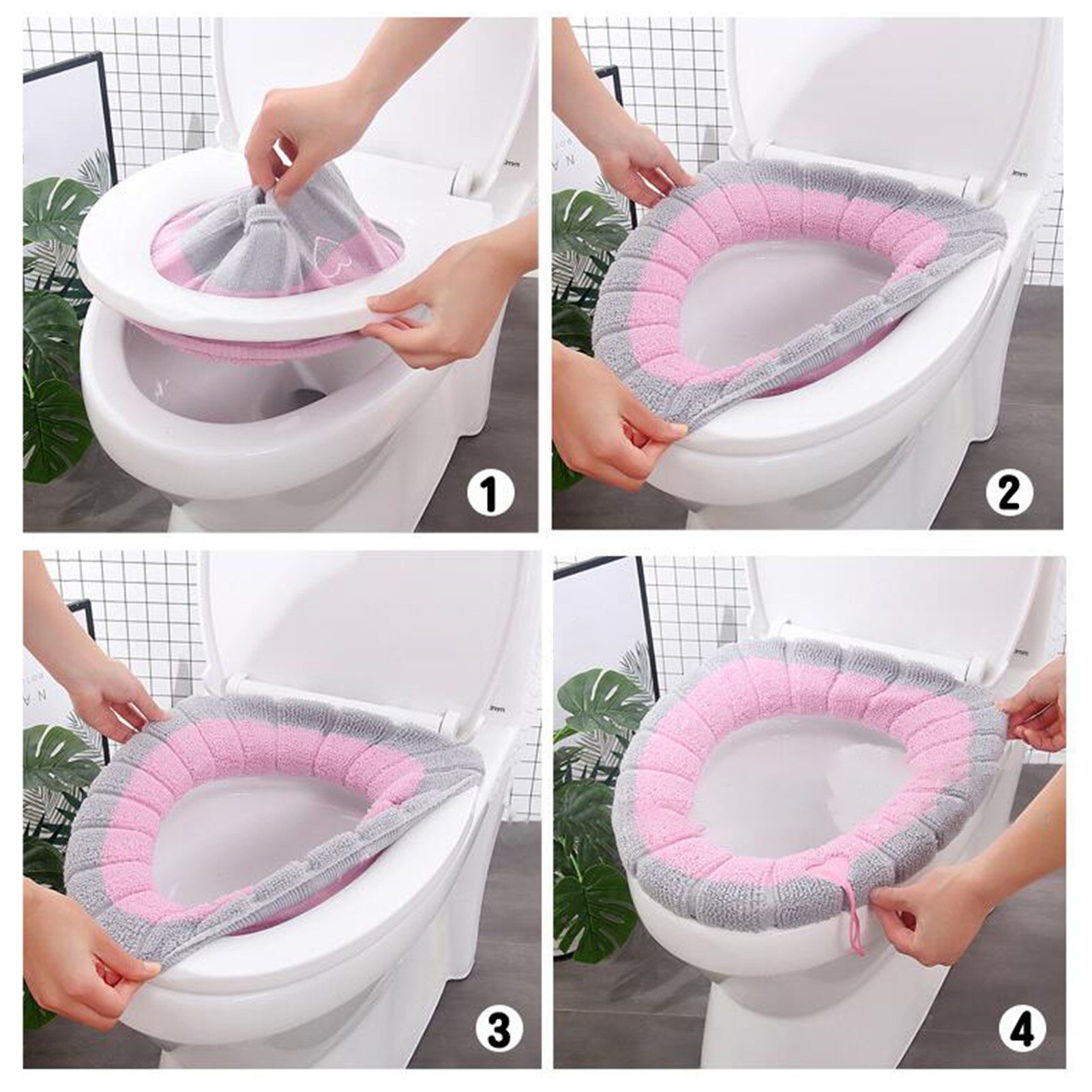 Warme Zachte Verdikte O Shape Wasbare Thuis Toilet Seat Cover Kussen Met Handvat Toilet Seat Cover