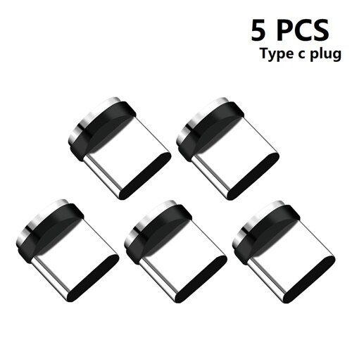 DODOUP Round Magnetic Cable plug Type C Micro USB Plugs Fast Charging Adapter Phone Microusb Type-C Magnet Charger Plug: 5pcs Type C