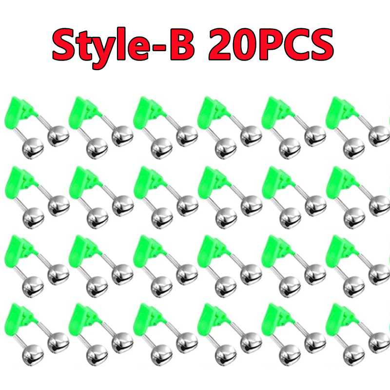 50-5PCS Dubbele Bellen Vissen Indicator Aas Alarm Luid Geluid Alert Bell Clips Nacht Hengel Bell visgerei Outdoor Vissen Bel: YELLOW
