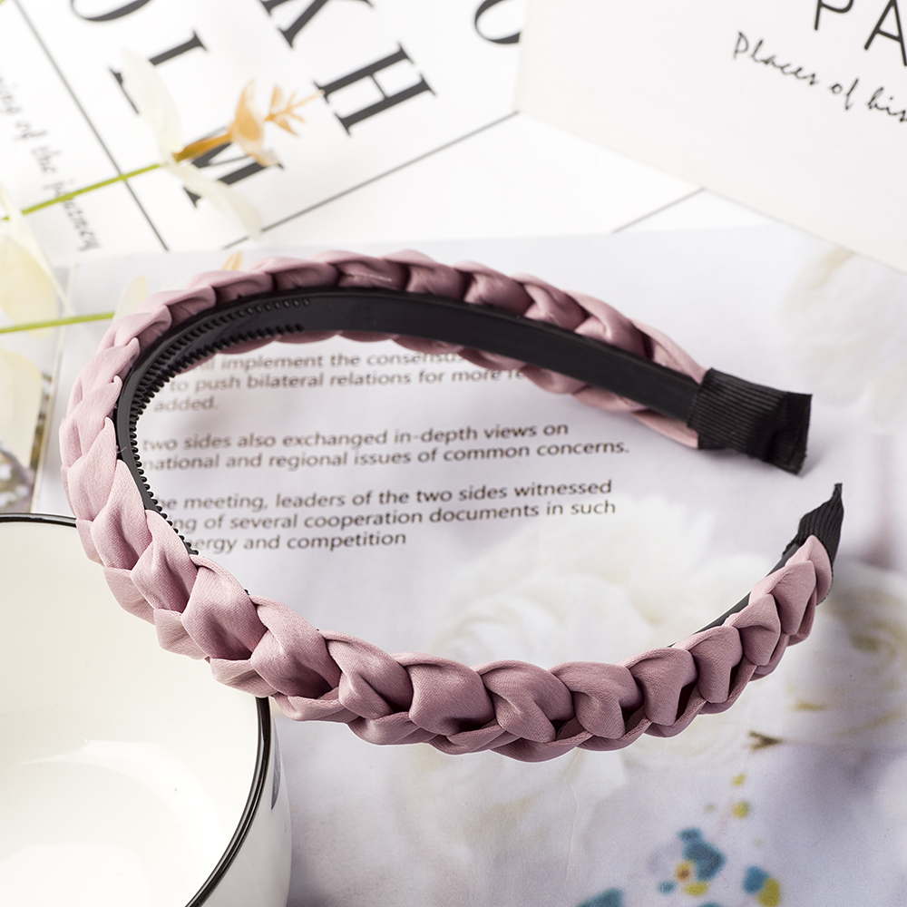 Cinta de pelo trenzada para niña y mujer, cintas elásticas para el cabello, antideslizantes, diademas tejidas a la , accesorios para el cabello con bisel: Amarillo