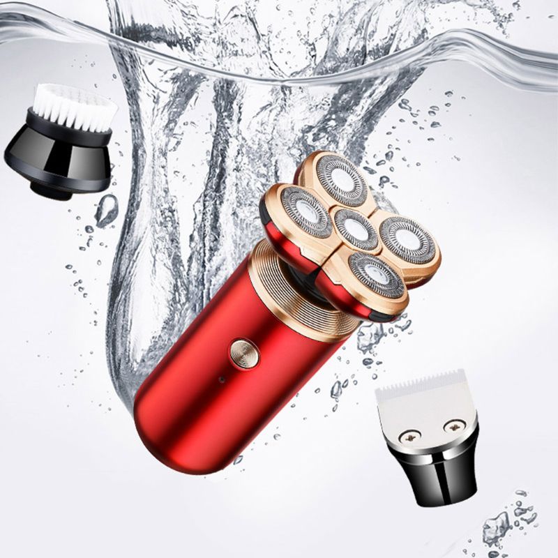 5 In 1 Men Electric Shaver Grooming Kit 5-Headed Beard Razors Nose Hair Trimmer Waterproof USB Rechargeable Head Clipper