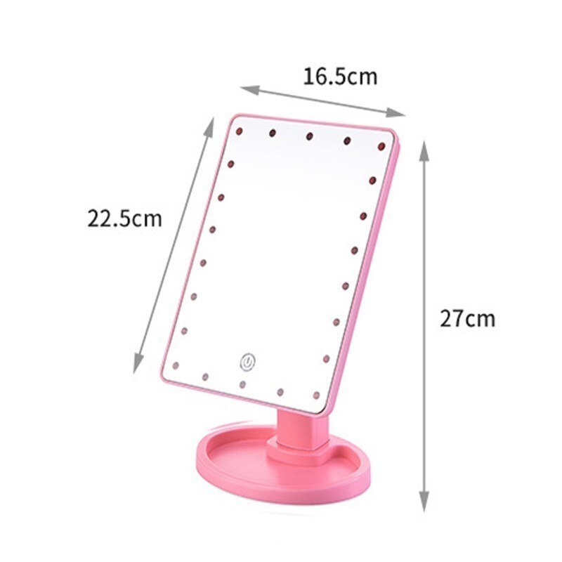 360 Degrees Rotation Makeup Mirror Adjustab LED Touch Screen 10X Table Desktop Makeup led mirror Batteries Use 22 Lights Vanity