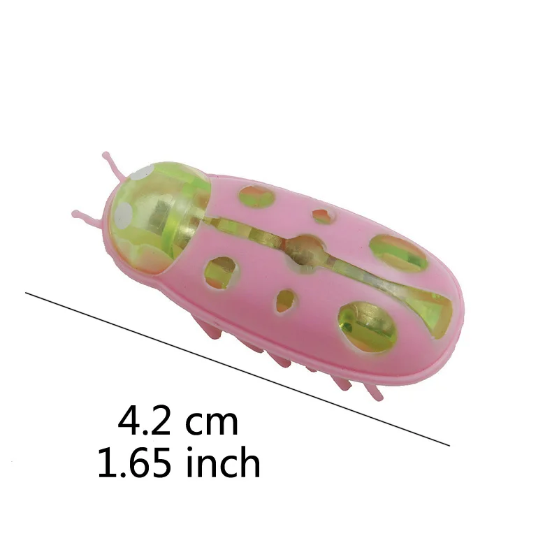 Funny Electric Bugs Catnip Toy Automatic Tunnel Mini Robot Bug Vibration Insect Toys For Cats Battery Operated Cockroach Ladybug: green