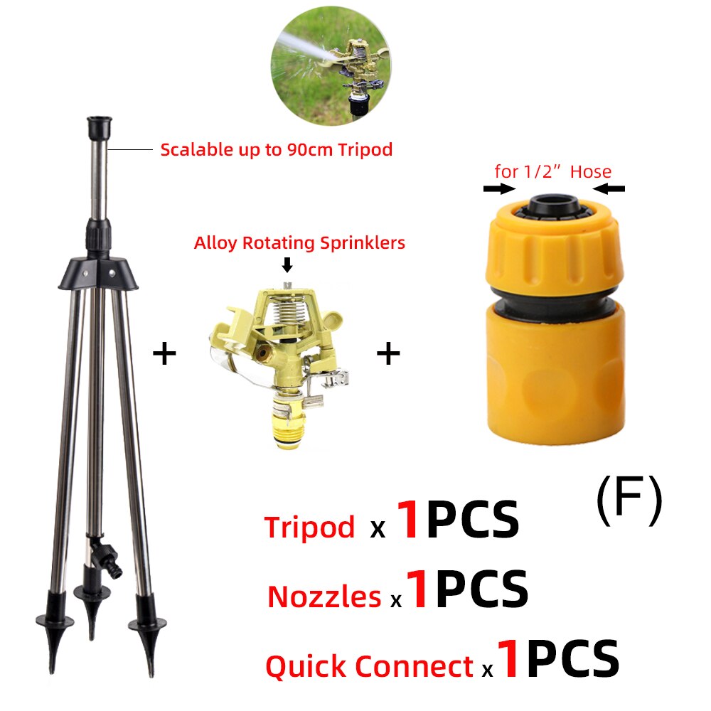Tripé de aço inoxidável impacto sprinklers kit 360 graus girar bocais pulverizador para 1/2 &quot;mangueira planta agrícola irrigação flor