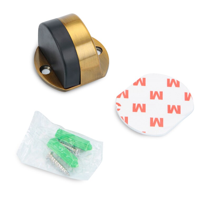 NAIERIDI Non-punch Sticker Water-proof Door Stop Stainless Steel Door Stopper Hidden Rubber Door Stop Furniture Door Hardware: Gold