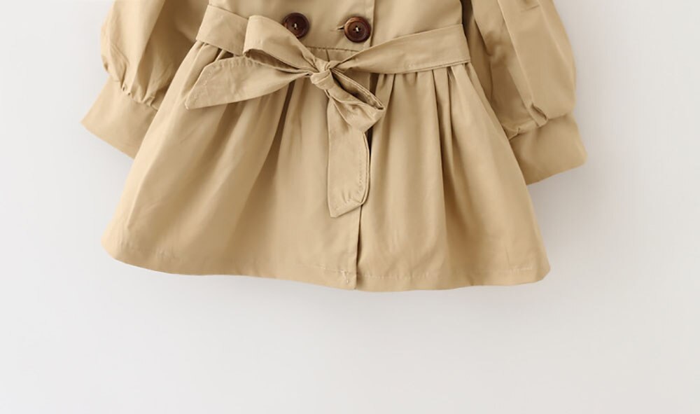 Kids Jas Kinderen Effen Kleur Double-Breasted Riem Windjack Meisje Jas Baby Kleding Uitloper Top Coat Trui