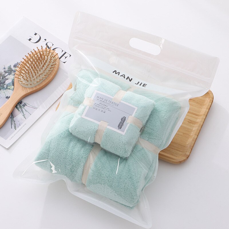 2PCS 70X140cm+35X70cm Solid High Density Coraline Coral Velvet Towel Water Absorption Soft Bathroom Towel Sets for Adults