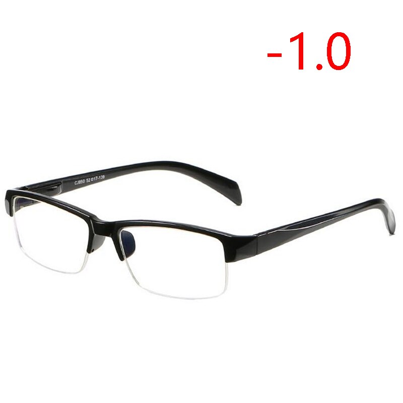 Myopia Glasses Finished Half Frame Clear Mirror Nearsighted Glasses Male -100 -150 -200 -250 -300 -350 -400: Myopia 100