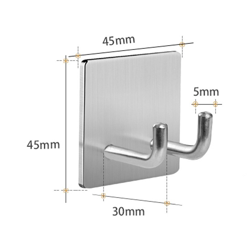 Crochets en acier inoxydable auto-adhésif mur porte crochet cuisine salle de bain porte-serviettes crochets clé cintre support multi-fonction organisateur: Straight Double hook