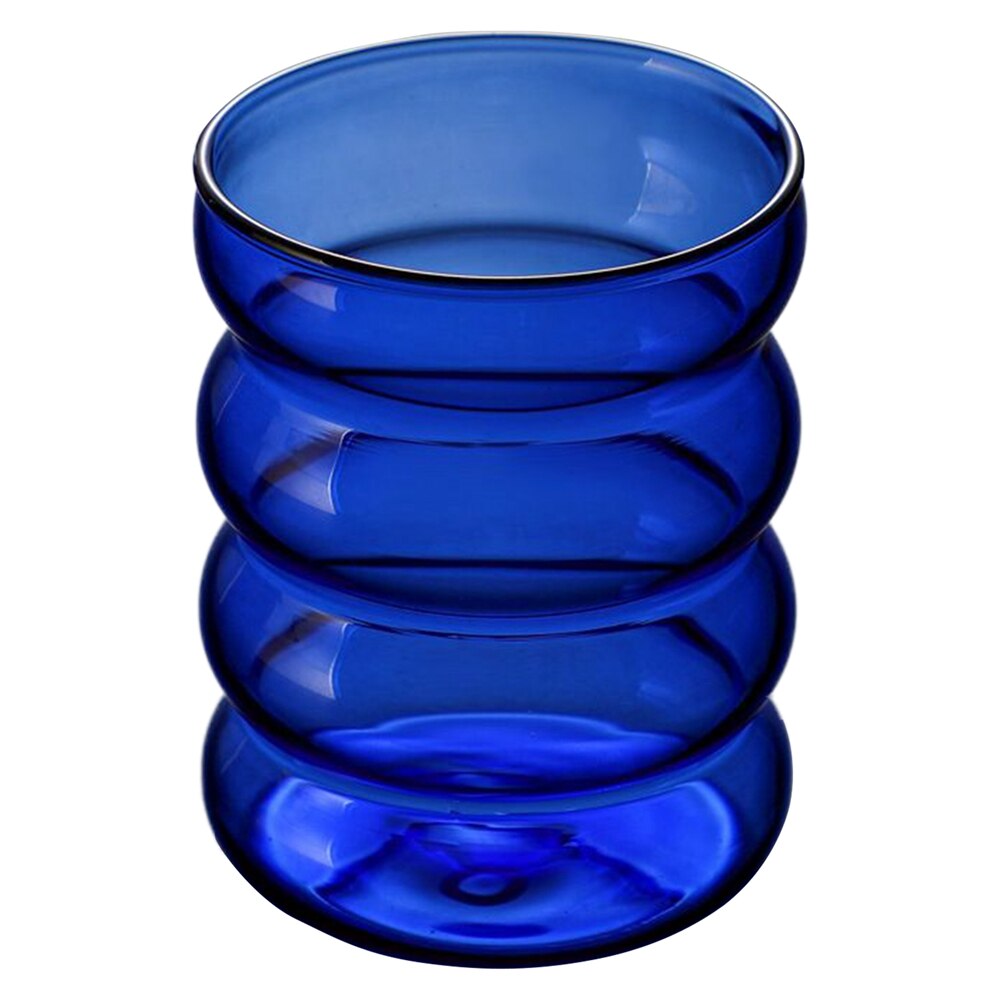 Round Corrugated Coffee Mug Ripple Glass Cup Beer Tea Mug Drinkware Tea Milk Lemon Juice Drinking Heat Resistant Cup: L