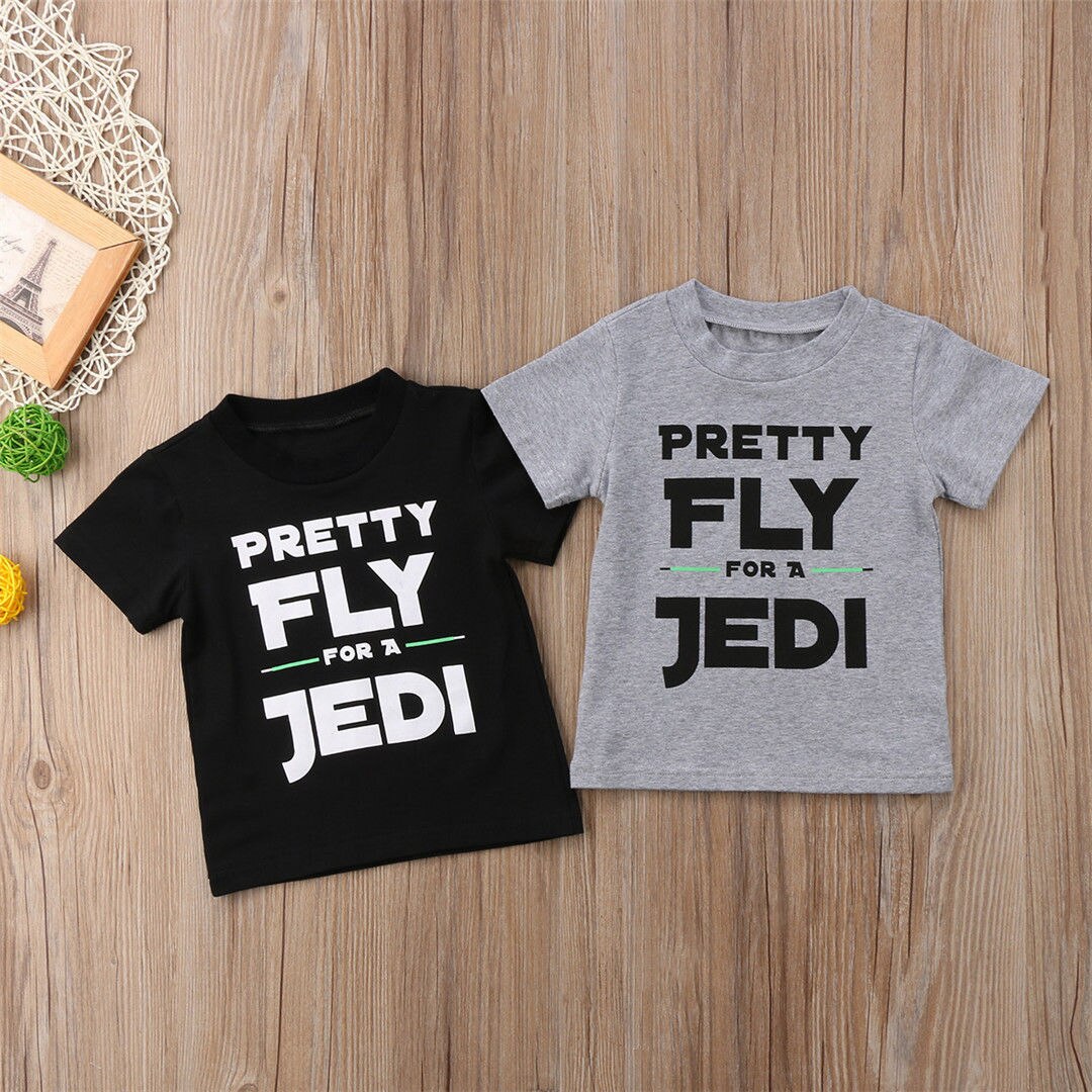 T-shirt manches courtes garçon | Jolie mouche imprimée Jedi, pour enfants