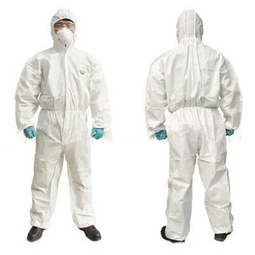 Vita engångsoveraller skyddskläder målare overaller kostym hazmat kostym skyddskläder labbrockar xl -3xl