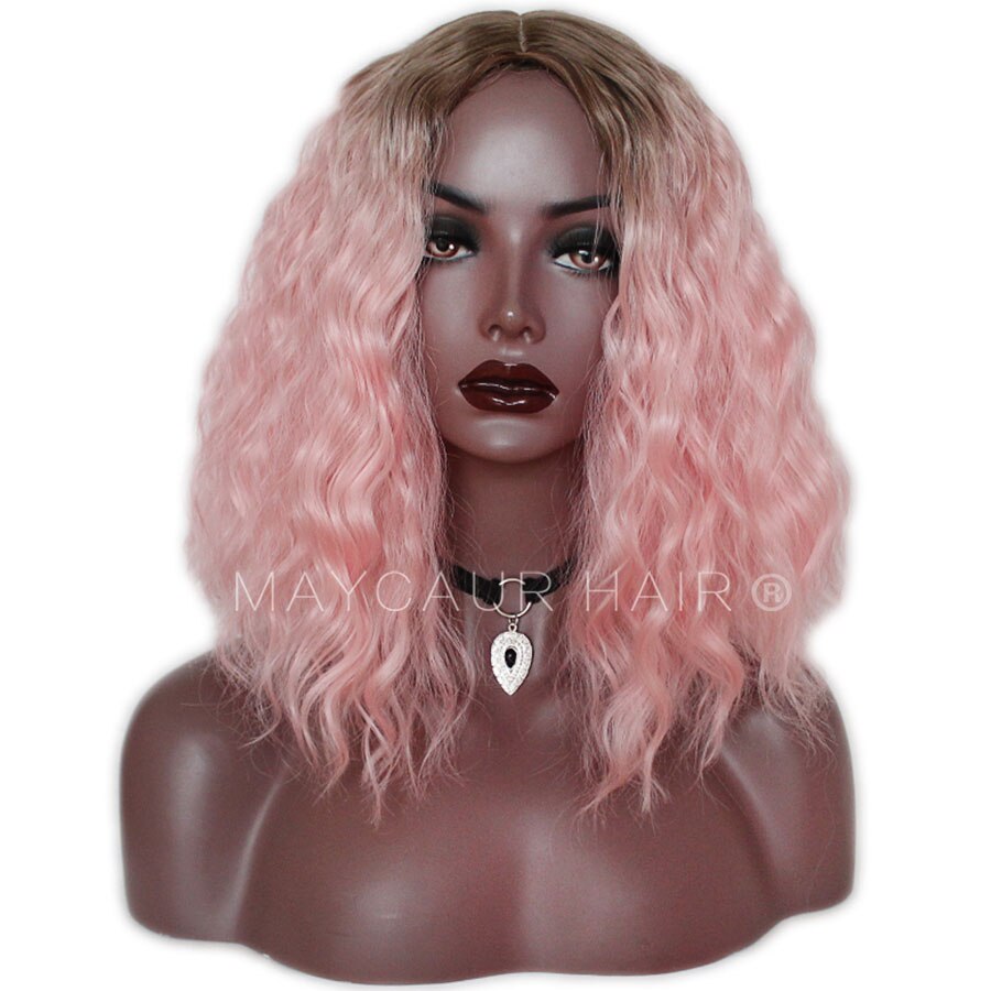 Maycaur Korte Krullend Roze Hittebestendige Zachte Vezel Synthetische Vezel Haar Pruiken Natuurlijke Kapsel Voor Zwarte Vrouwen