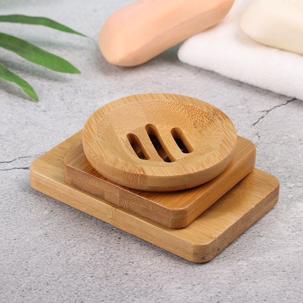 Bath Shower Soap Holder Wooden Soap Tray Drainer Dishes Drain Bamboo Box Sanitary Ware Suite Bathroom Supplies Bathroom Hardware