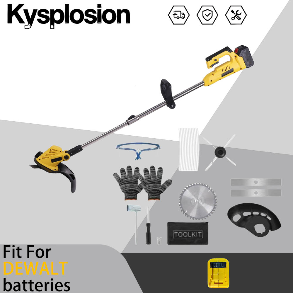 Apto para dewalt 20v motor elétrico sem escova cortador sem fio capinador doméstico recarregável para jardim gramado aparar ferramentas de poda