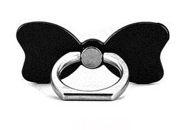 Bow Shape 360 Degree Metal Ring Finger Stand Bracket Holder For Smart Phone For iPhone6/6s/7 plus/8 for Samsung Huawei: Black