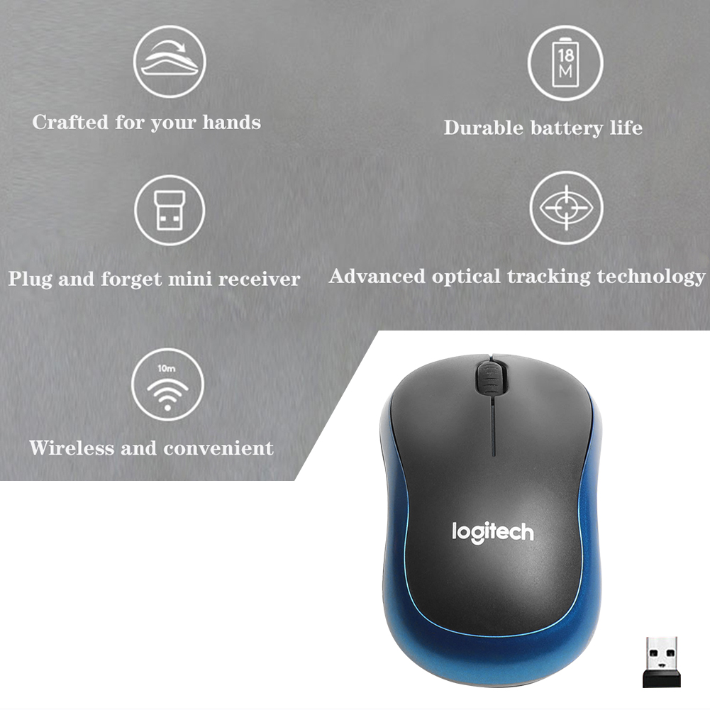Logitech m185 draadloze usb nano ontvanger 1000 dpi 2.4ghz optische kantoor game muis met usb nano ontvanger voor pc mac laptop