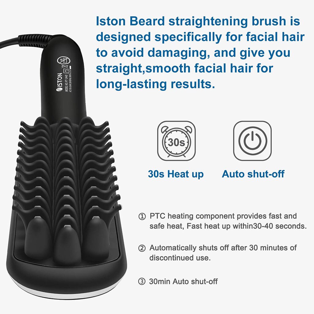 Electric Beard Straightener Multifunctional Hair Straighten Iron Comb Brush Quick Hair Styler Anti-scald For Men UK Plug