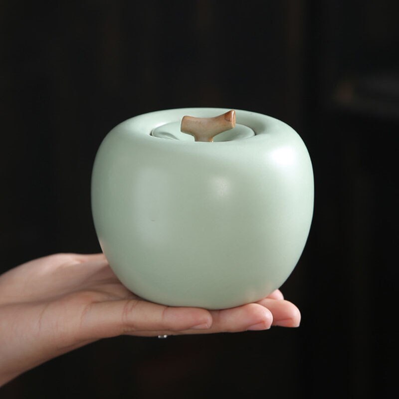 Ceramic Apple Fruit Tea Caddy Puer Storage Jar Tea Storage Box Household Kitchen Teaware Home Decor