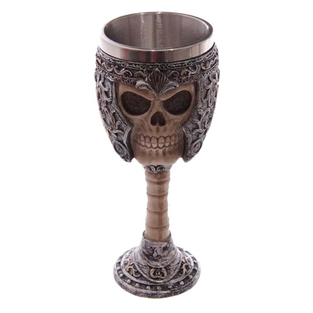 Stainless Steel Skull Gothic Wine Goblet Beer Mug Cup Drinking Cup 17.5cm