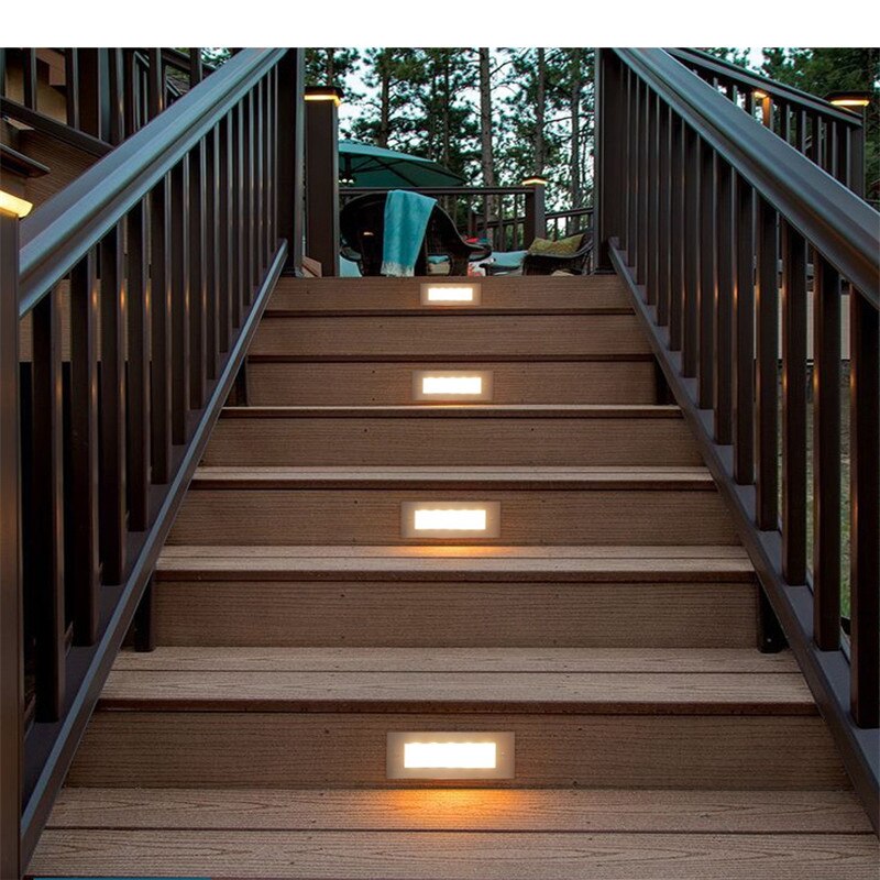 LED-Treppeneinbauleuchte, IP65, 5 W, wasserdichte Aluminium-Wandleuchte, Stehlampe, Gartenweg, vergrabene Hofbeleuchtung, AC110 220 V