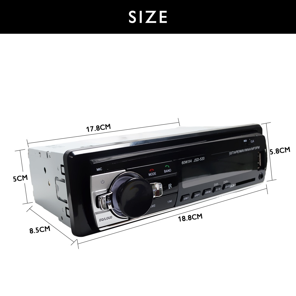 Autoradio 1 Din Auto Radio Bluetooth 12V Car Audio Speler Mp3 60Wx4 Fm Radio Muziek Usb/Sd Met in Dash Aux Input
