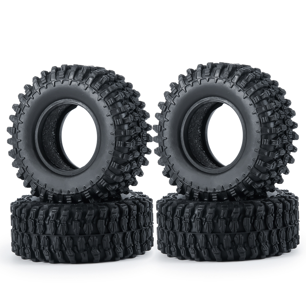 YEAHRUN 4PCS 1.0" Miękkie gumowe opony do wszystkich terenów 50 * 20 / 54 * 23 mm do 1/24 RC Crawler Car Axial SCX24 1/18 TRX4M Upgrade Tyres: WHITE
