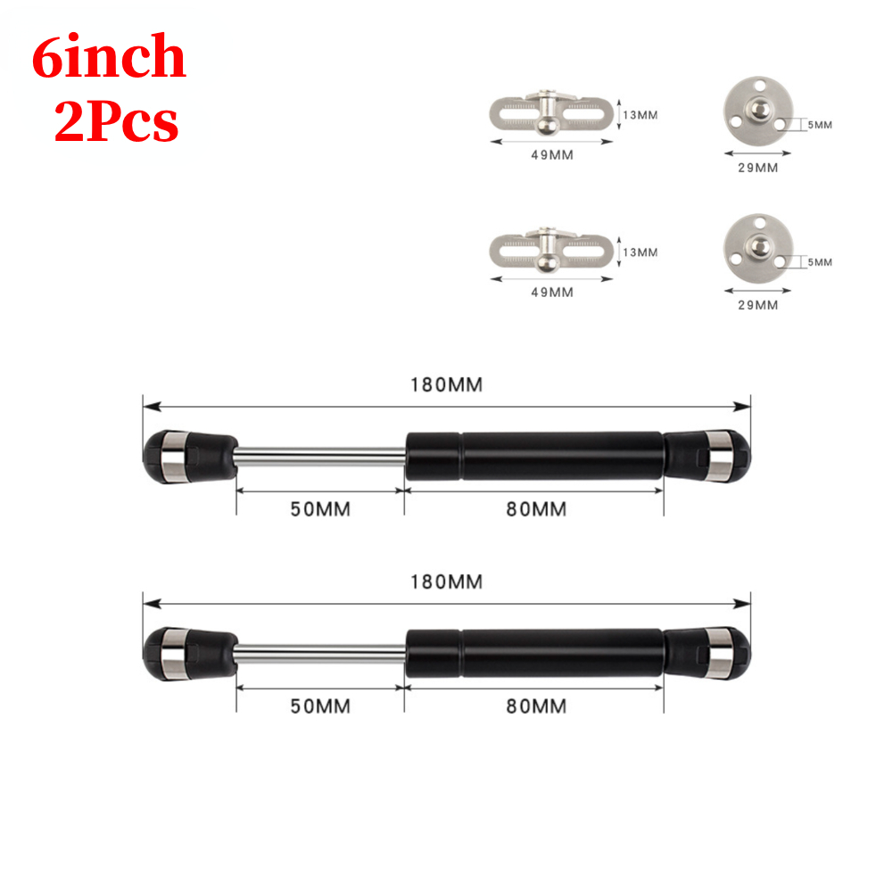 Amortiguadores de Gas para puerta de armario, soporte de tapa de resorte de Gas de 100N/10KG, accesorios de Gas, amortiguadores, bisagra hidráulica para armario de cocina, 2/4 Uds.: Plata