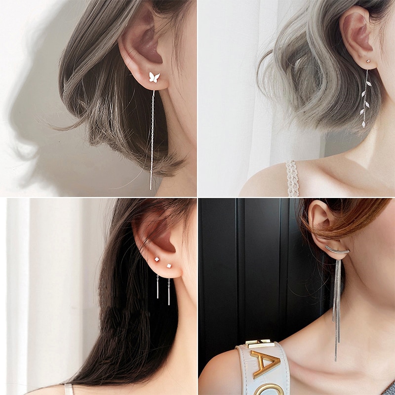 Korean Geometric block Long Tassel Bar Earrings Fo... – Grandado