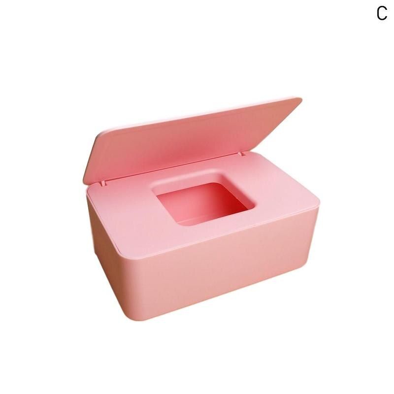 Simplicity Wet Tissue Box Desktop Seal Wipes Paper Storage Box Household Plastic Dust-proof With Lid Tissue Box For Home Of H3s4: pink