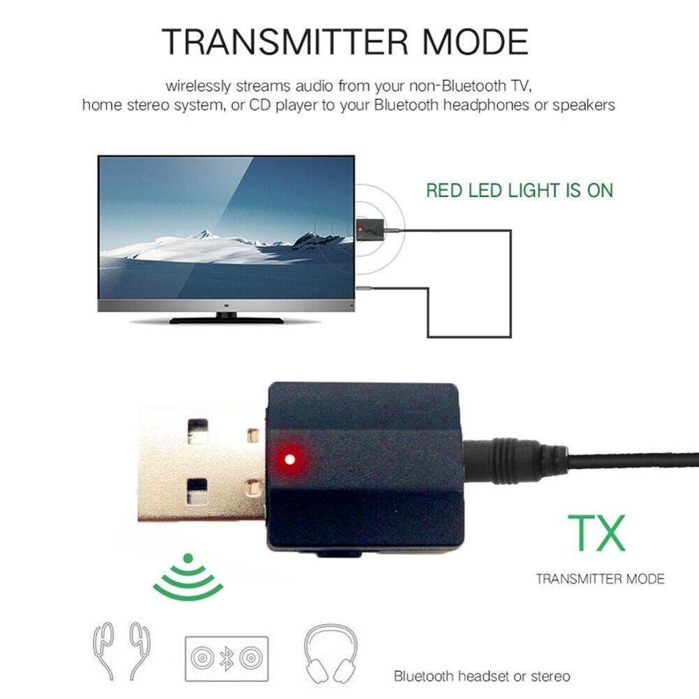 2 in 1 Bluetooth 5.0 Adapter Receiver and Transmitter Adapter 3.5mm AUX Hifi Stereo Mini Adapters for tv Car Speaker with Button