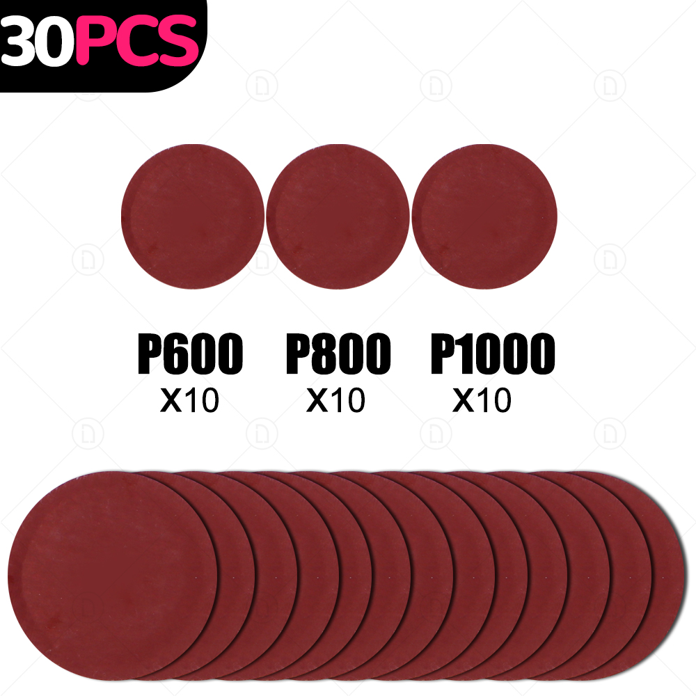Almohadilla de discos de lijado de 2 y 3 pulgadas, rueda de pulido abrasivo, juego de papel de lija de madera, reparación de faros de coche, Kit de papel de lija de restauración de pulido: Rojo / 2000