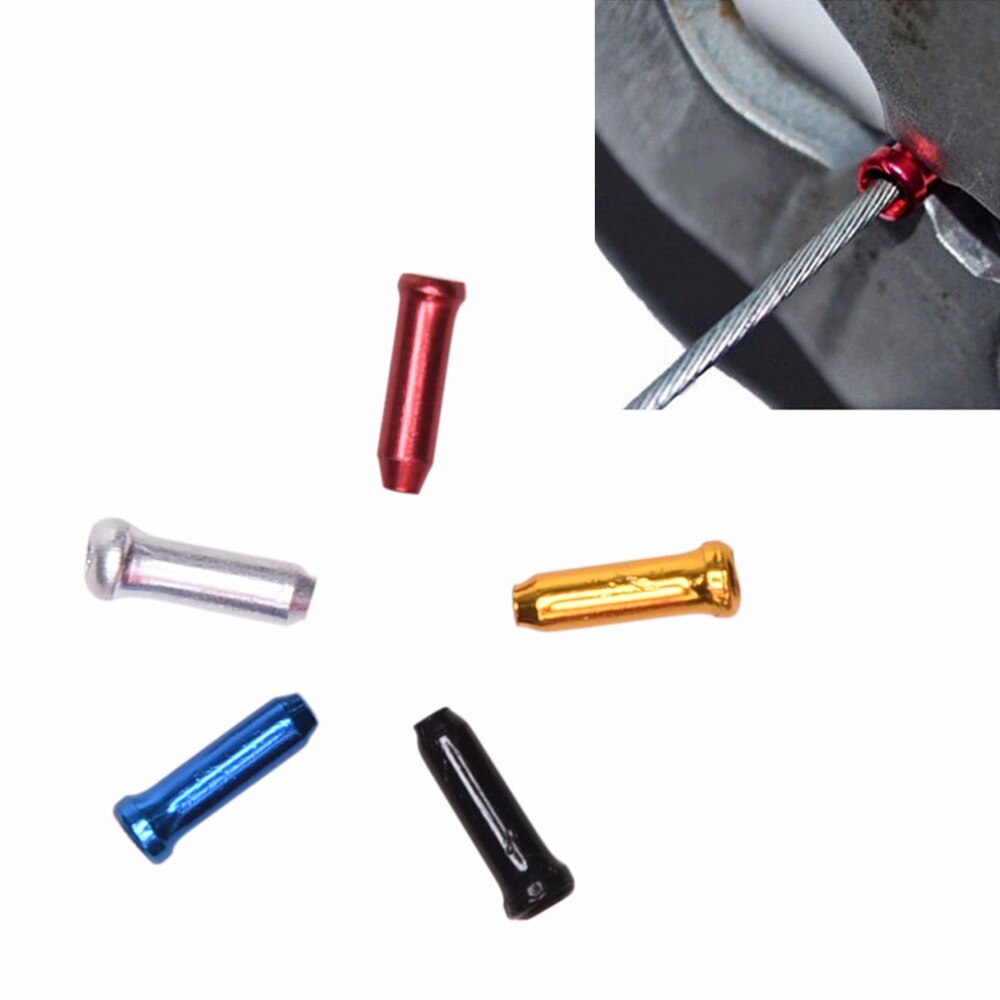 12PCS=1PACK Aluminium Alloy Bicycle Brake Cable Caps Metal Bike Brake Gear Cable Wire Outer End Cap Cover Crimps Tips Ferrules