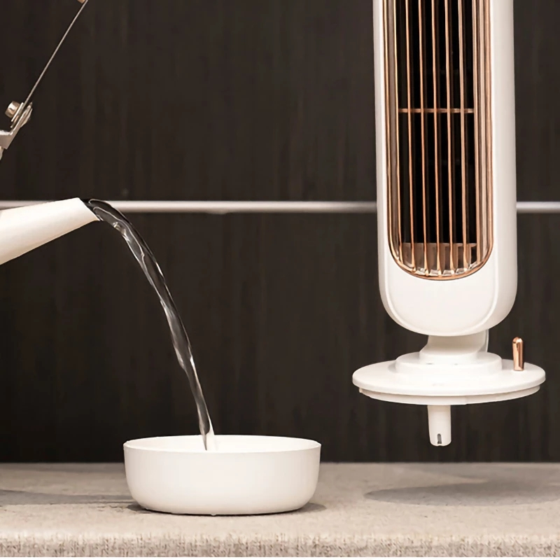 Air Cooler Fan Multifunctional Desktop Silent Air Conditioner Humidifier Home Office USB Leafless Rechargeable Fan