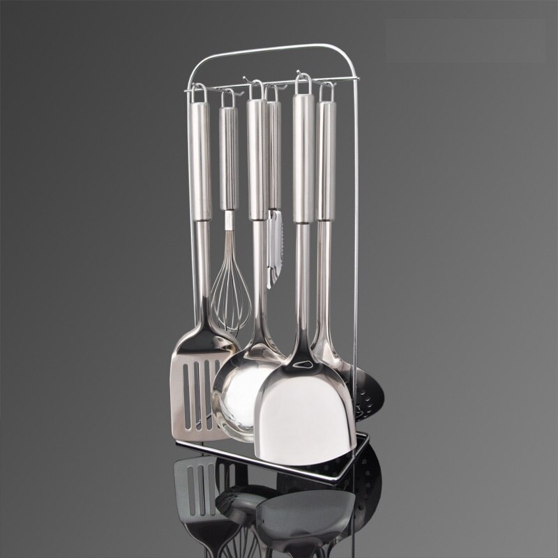 stainless steel kitchenware 7 pieces set kitchenware set spatula spoon sooktops shelf rack