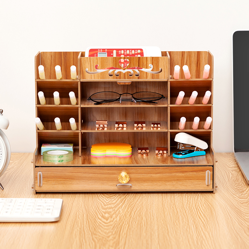 Wooden Desk Organizer Multi-Functional DIY Pen pencil Holder Box Desktop Stationary Home Office Supply Storage Rack