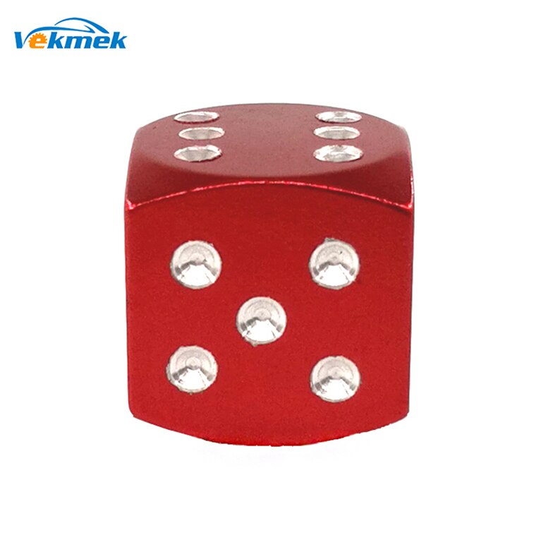 4pcs Dice Aluminum Tire Valve Caps for Auto Bike Motorcycle Boson Valve Stem Covers for US Valves Car Styling Parts Accessories: Red