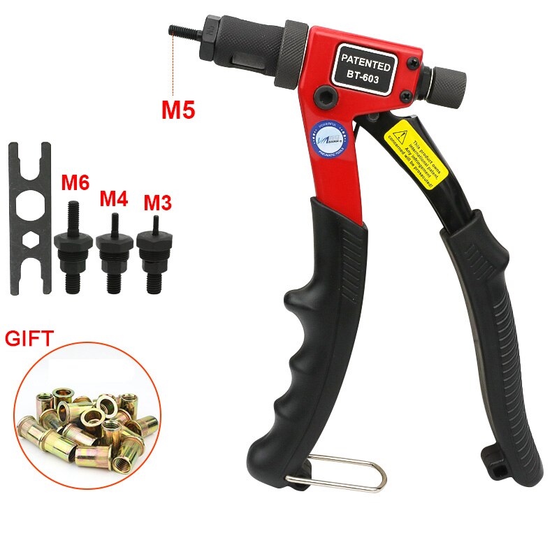 BT-603 Manual Riveter Gun Hand Rivet Tool Kit Rivet Nut Setting Tool Nut Setter M3/M4/M5/M6