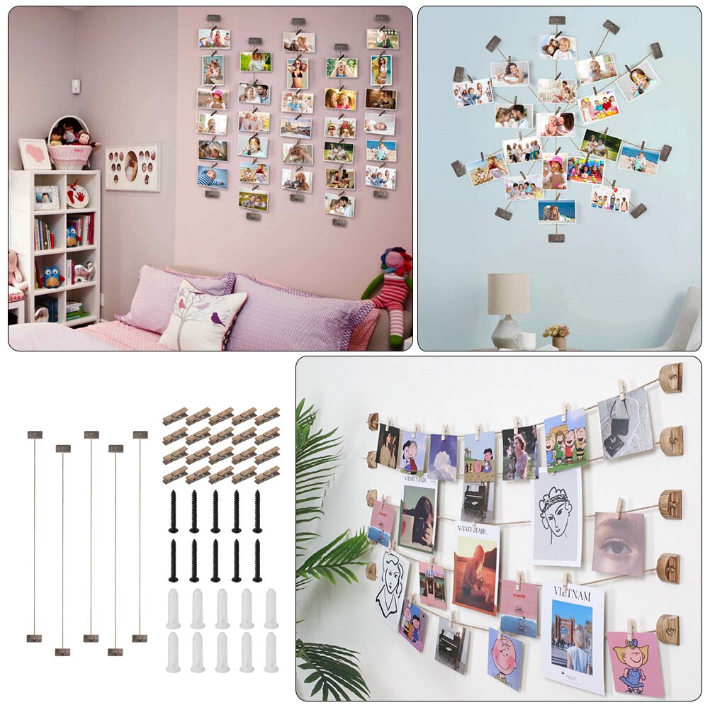 1 Set Hanging Photo Display DIY Picture Frames Collage Room Wall Decoration