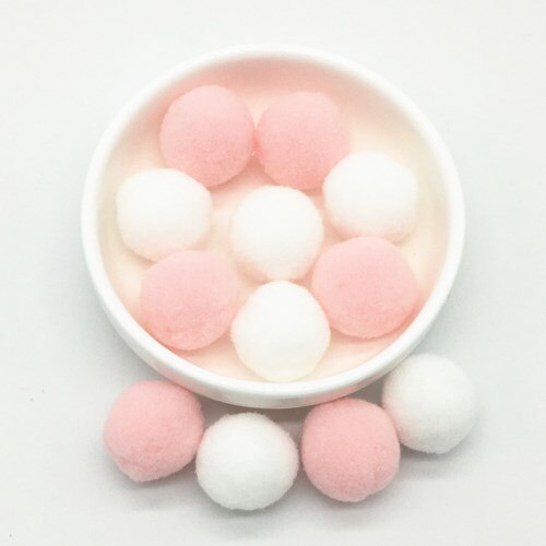 Ljusrosa vit pompom päls hantverk gör-det-själv mjuka pom poms hantverk pomponer boll bröllop dekor lim på tyg tillbehör 8mm to 30mm 20g: 25mm 0316