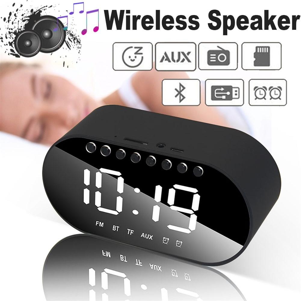 LED Alarm Clock Radio Digital Clock Wireless Bluetooth Speakers Support Dual Alarm Clock FM Radio AUX