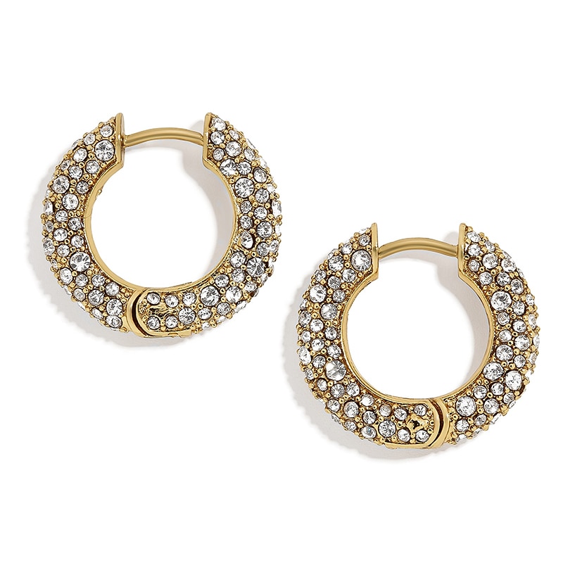Nouvelle cristal strass oreille manchette Huggie boucles d'oreilles pour les femmes cercle Cartilage empilable cerceau boucles d'oreilles Piercing bijoux