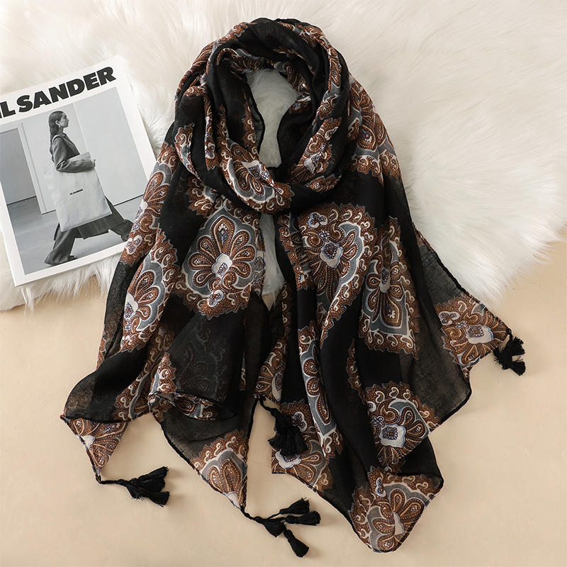 Paisley Abstract Floral Tassel Viscose Shawl Scarf Lady Wrap Thin Pashmina Stole Muslim Hijab 180*90Cm