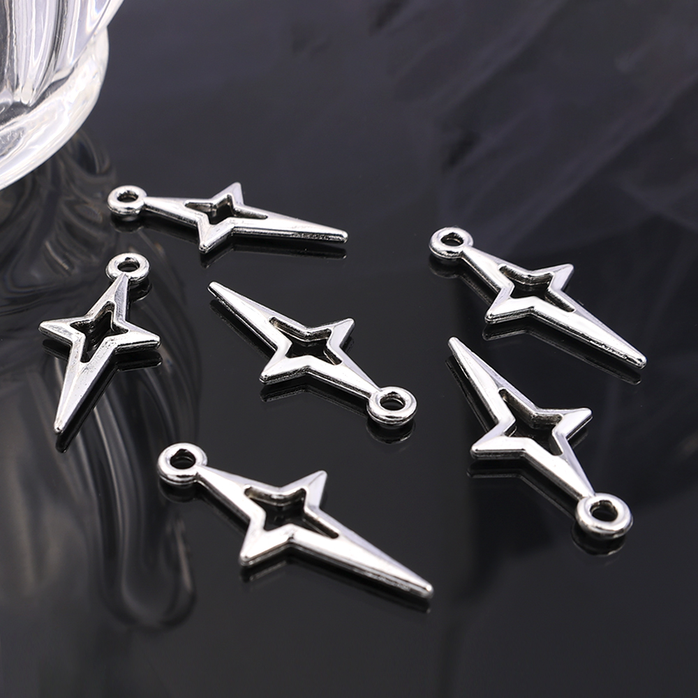 Dijes estrella DIY colgantes Metal pentagrama Vintage plata bronce joyería accesorios para pulsera collar artesanía hecha a mano