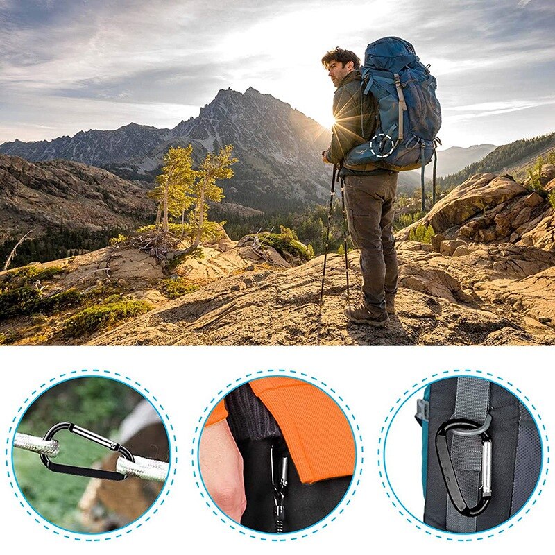 Pinces à bâche avec mousqueton, pince à pouce robuste pour tente de Camping, auvents, Camping en plein air