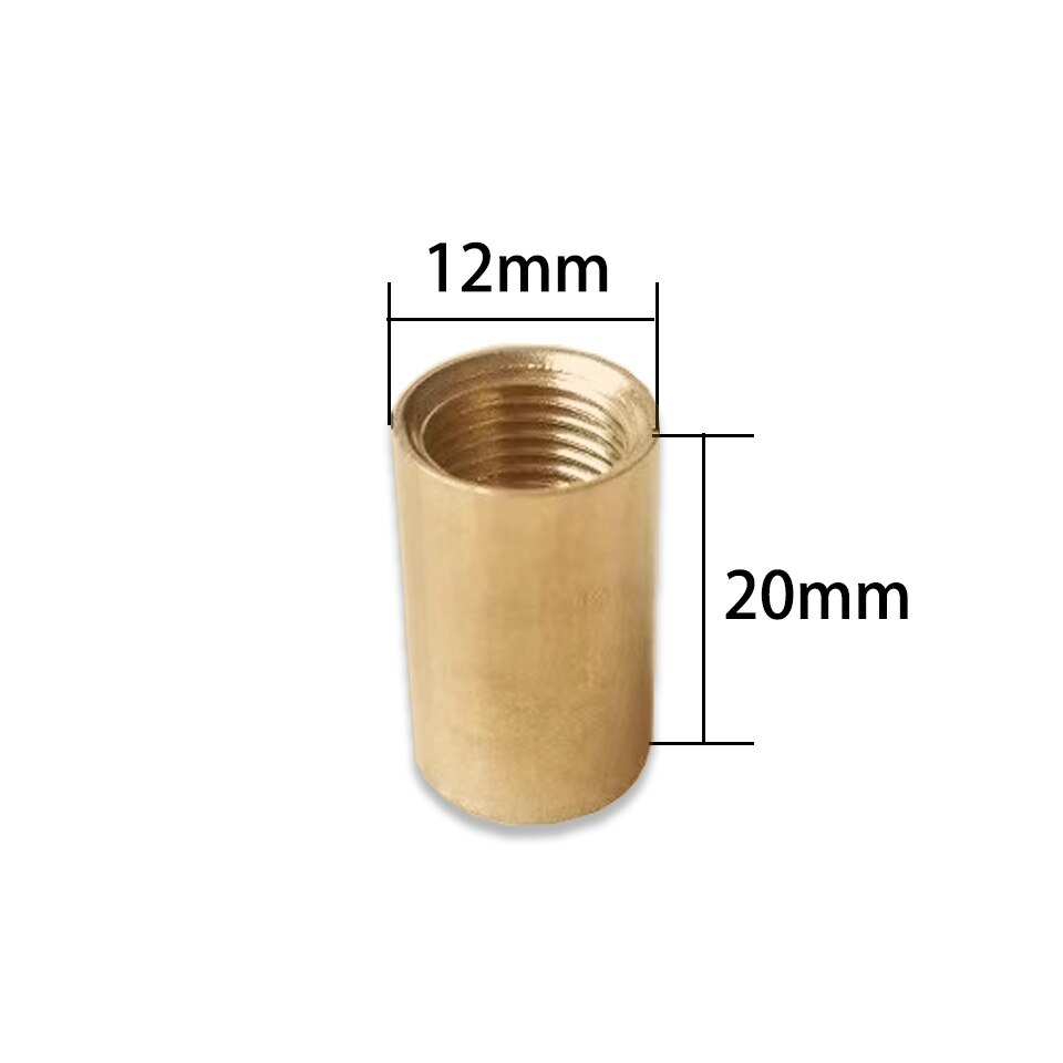 2pcs M10 Pure Brass Straight Pipe With Inner Teeth Brass Pipe Joint Lighting Joint Extension Pendant Lamp Connector Copper Parts: 12x20mm