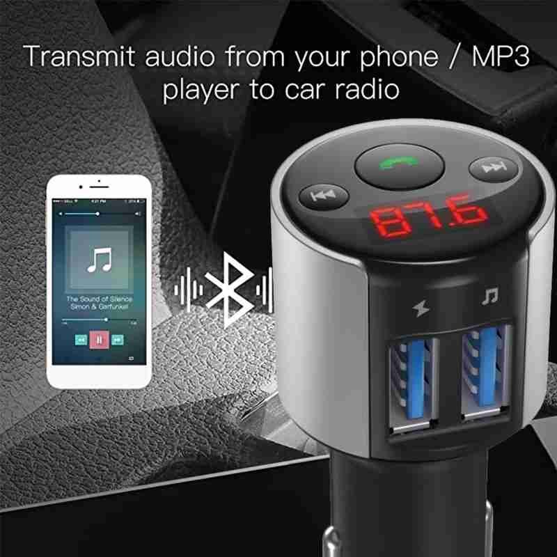 12V Car Bluetooth Transmitter Fm Transmitter Wireless Handsfree Mp3 Player Receiver Dual Fast Charger Usb Audio Car Accessories