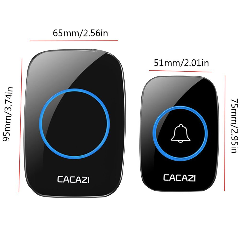CACAZI Draadloze Deurbel Waterdicht 300M Remote EU AU UK US Plug smart Deurbel Chime batterij 1 2 knop 1 2 3 ontvanger AC