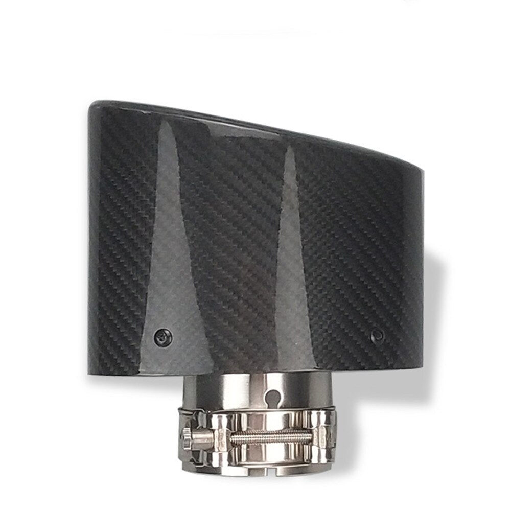 Embout de silencieux d'échappement en Fiber de carbone, 1 pièce, brillant, ovale, incliné, chromé, 150mm x 90mm, inoxydable, style de voiture