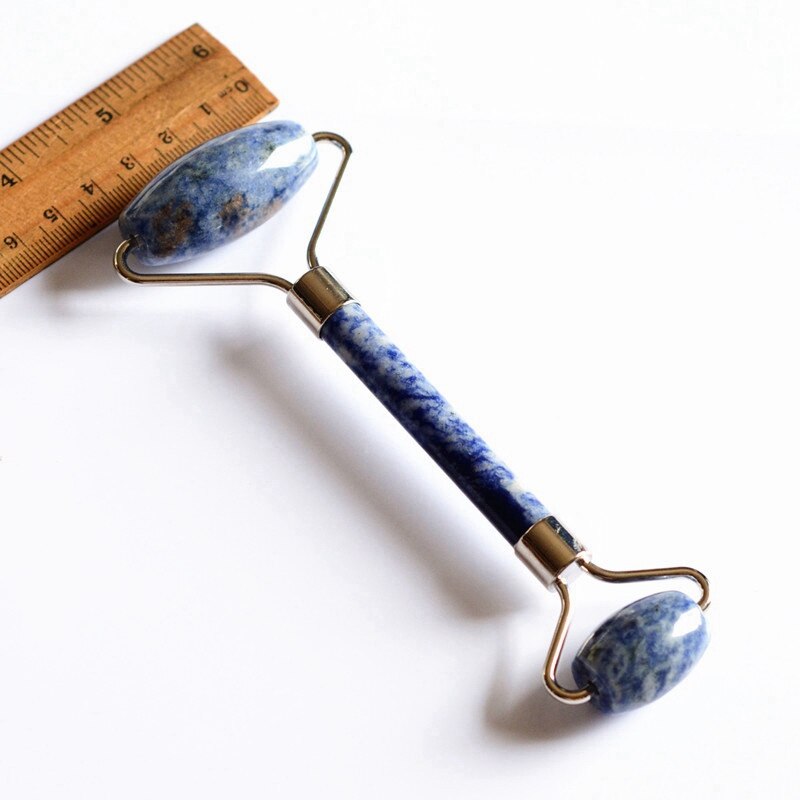 Natural Blue Point Stone Facial Rollers Double Head Removal Wrinkle Facial Neck Beauty Massager Beauty Tools Roller